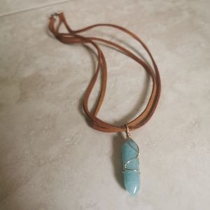 New Handmade turquoise stone crystal necklace